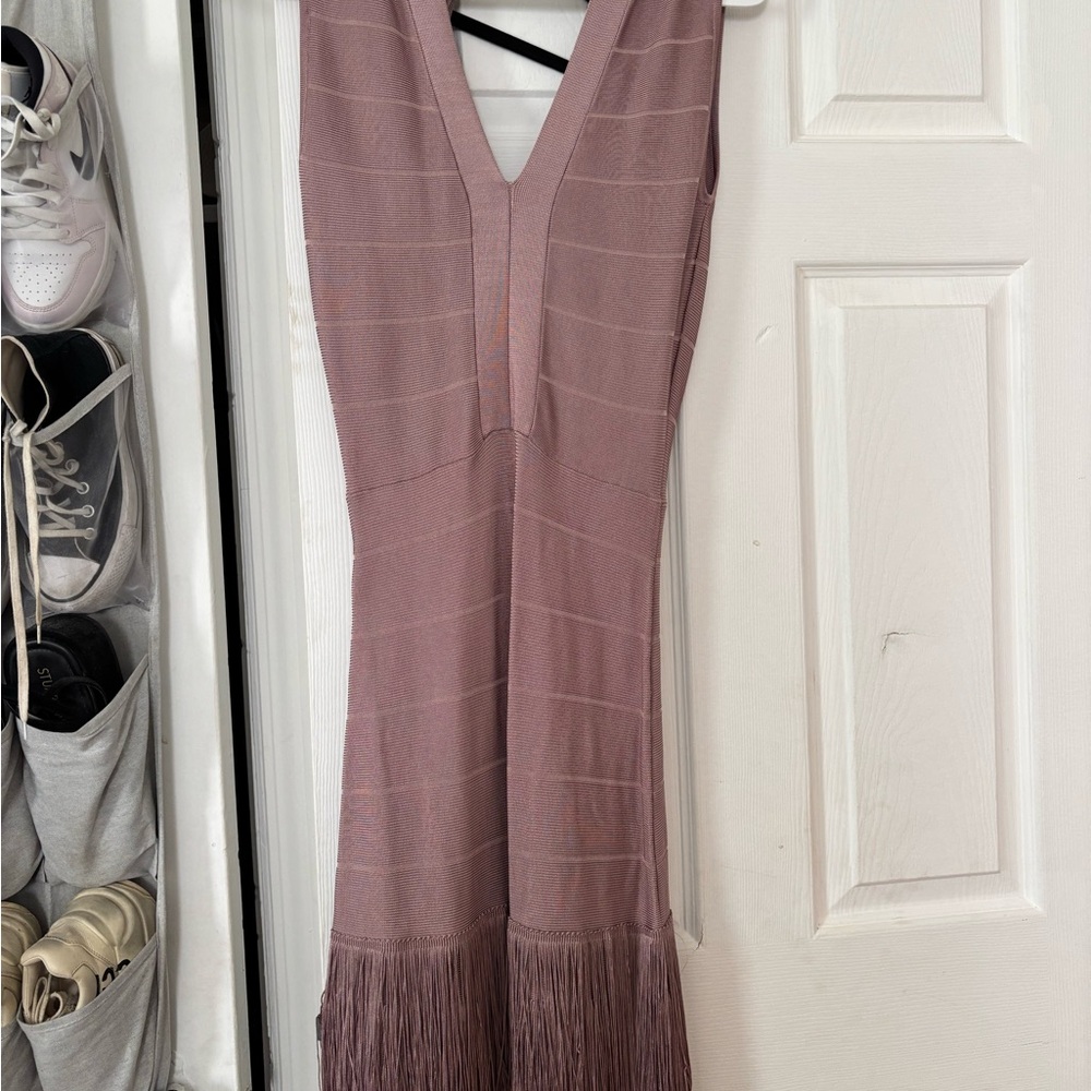 VENUS Purple Pleated Sheath Midi Dress